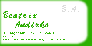 beatrix andirko business card